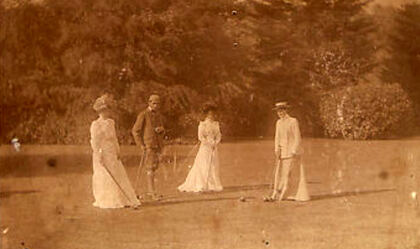 A game of croquet on the lawn at Spean Lodge, c.1890s
