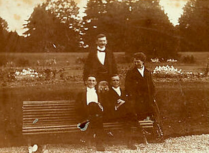 Family group on a garden bench at Spean Lodge, c.1890s