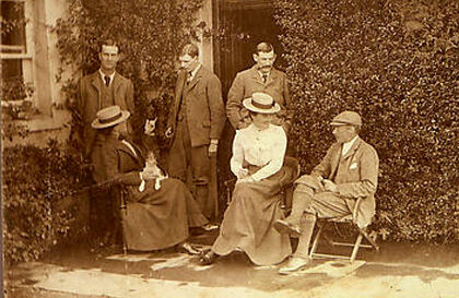 Group gathered on the veranda at Spean Lodge, c.1890s
